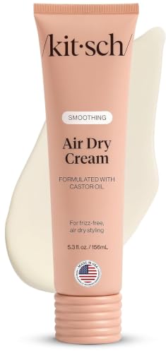 Kitsch Smoothing Air Dry Cream for Hair – Frizz Control Hair Care Product with Castor Oil &...