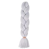 MapofBeauty 24'/60cm Afro Jumbo Braid Hair Synthetic Hair Extensions (Silver Gray)