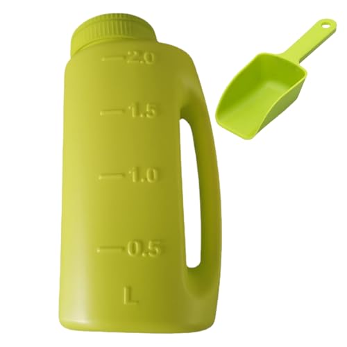 EUBEISAQI Handsalzstreuer - 2L Rasenstreuer mit Schaufel,Verstellbares Zifferblatt für 7 Öffnungsmodi. Wintersalzstreuer, vielseitig einsetzbar für Pulverpartikel