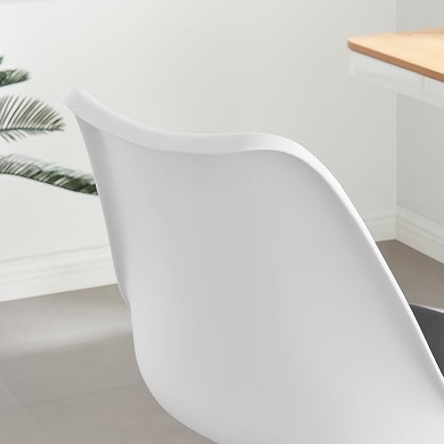 Image of Amazon Brand - Umi Height-Adjustable Modern Revolving Rotary Arm Office Study Desk Chair - Ideal for Spa, Bar, Home - White & Black Color