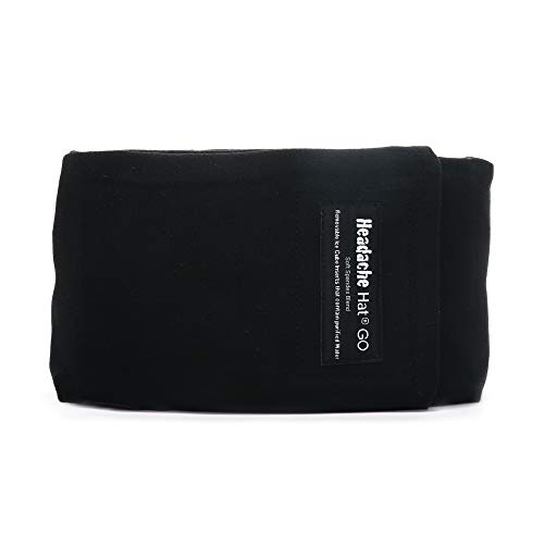 Headache Hat GO (one Size) - Headache and Migraine Ice Hat Cap Cooling Relief Wrap, Two Removable Replacement ice mats, for Tension, Pain