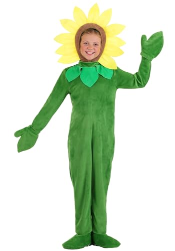 Kids Flower Costume with Jumpsuit, Headpiece & Gloves | Child Summer Plant Outfit for Halloween, Plays, or Play Pretend X-Small
