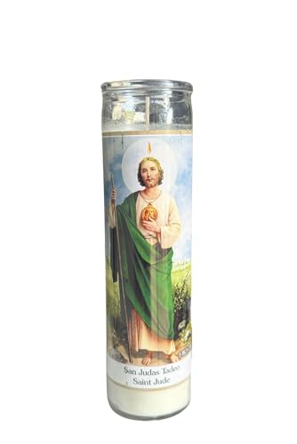 Saint Jude White Candle (San Judas Tadeo) - Spiritual Prayer Candle for Hope and Miracles