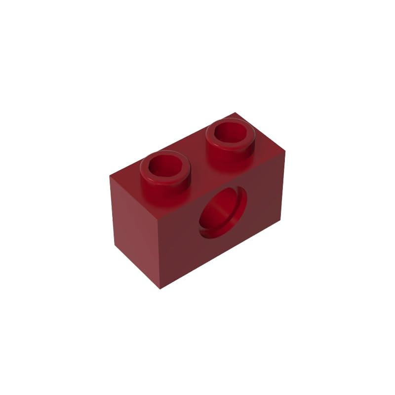 Gobricks 3700 Technology Brick Technic Brick 1x2 [1 Hole] 50 Pieces GDS-623 Compatible with Lego Building Blocks Color:Dark Red