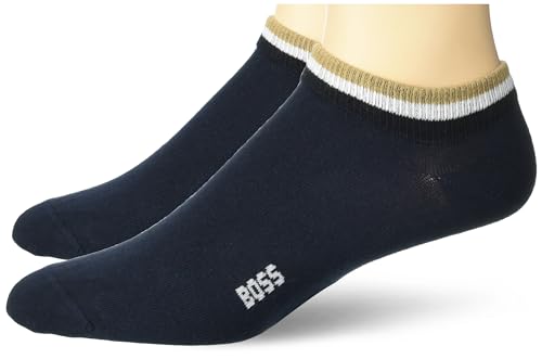 BOSS Men's 2 Pack Iconic Stripe Ankle Band Socks