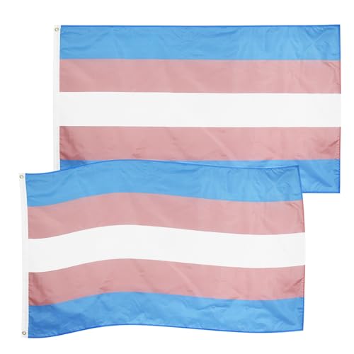 Lgbtq Flagge Hillylolly 2 Stück kräftige Farben Trans Flag, 90X150cm Trans Flagge, groß Transgender Flagge mit 2 Ösen für Garten, Balkon, Zimmer, Drinnen und Draußen, Pride Month Parade Dekoration