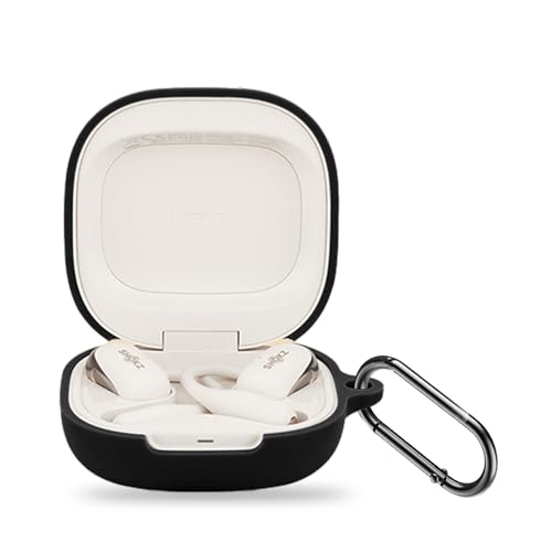 For Shokz OpenFit 2+ ケース カバー Mosasa シリコン 保護ケース 充電便利 全面保護 紛失防止 滑り止め 軽量 キズ防止 スリム 薄型 旅行 耐衝撃 防塵-ブラック