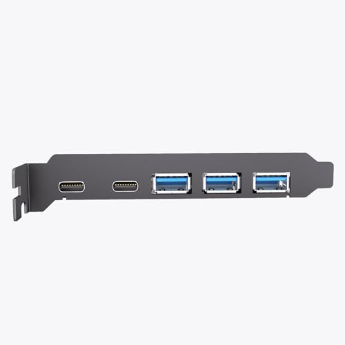 Image of 10Gbps PCIe USB 3.2 Gen 2 Card, 5-Port USB Expansion Card with 2 USB C & 3 USB-A Ports, PCI Express 3.0 x4 Adapter for Desktop PC, External SSD, VR Headset, Workstation, Data Transfer Only