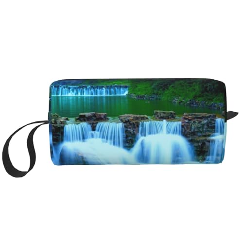Borsa per il trucco per la ricezione per cosmetici da viaggio da toilette per portatile Organizer Cascata della foresta pluviale stampata