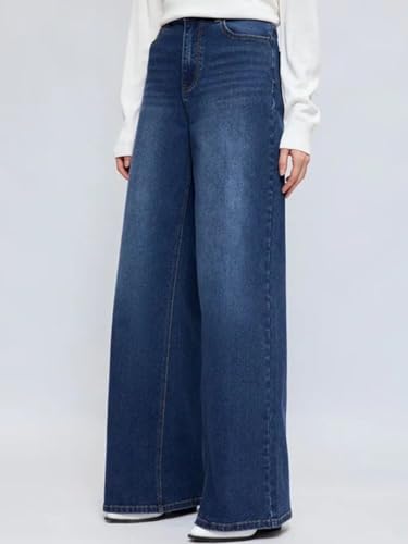 Image of KOTTY Women's High Waist Wide Leg Jeans | Relaxed Fit Comfortable Denim Pants for Women