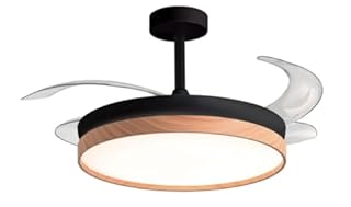 BEL AIR HOME - Ventilateur Plafond LED Cosmos 36W - Moteur DC Silencieux - Pales Déployables - 3 Températures Lumière - Télécommande, Mode Hiver - Noir, Métal et Policarbonate