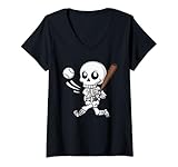 Photo Gallery donna skeleton playing baseball sinistro maglietta con collo a v Photo Gallery donna skeleton playing baseball sinistro maglietta con collo a v