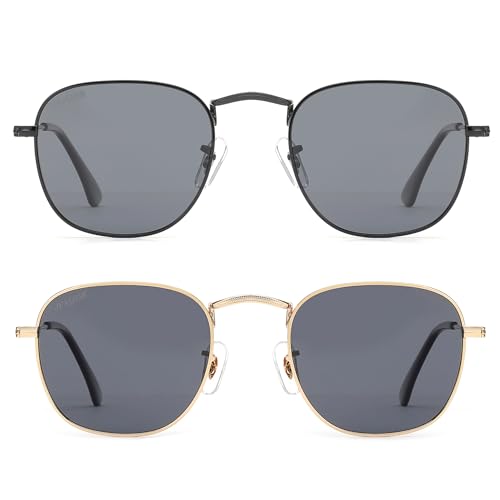 Round Polarized Sunglasses for Men and Women, Small Metal Circle Wire Frame Sun Glasses UV400 Protection RFS5002