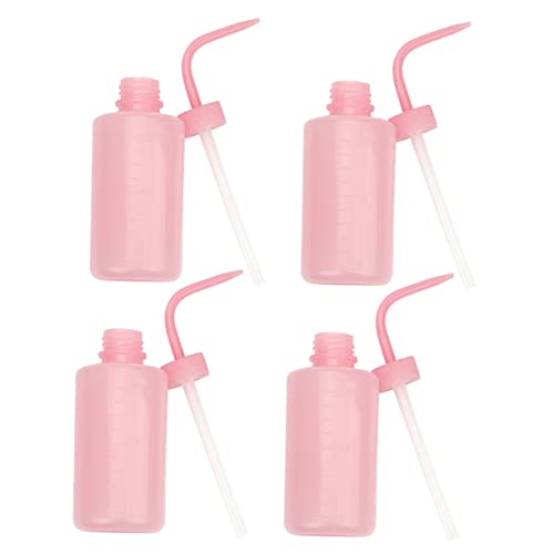 OSOLADY 4pcs Curved Mouth Squeeze Pot Lab Dropping Bottles Eye Wash Bottle Empty Squeeze Bottle Household Squirt Bottle Lab Squeeze Bottle Indoor Watering Can Lab Wash Bottles Pink Plastic
