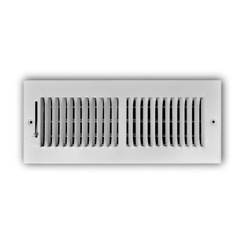 Hartford Ventilation White Two Way Wall Vent Cover for 12 x 4 Inch Duct Opening (Actual Dimensions 5 3/4 x 13 3/4) - Adjustable - Direction Control for Wall or Ceiling - Efficient - Screws Included