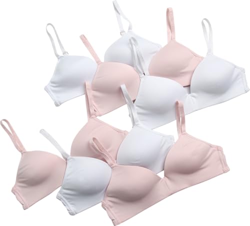 Danskin Girls Training Bra - 3/6 Pack Wirefree Microfiber Molded Cup Bras for Teens with Adjustable Straps (Sizes: 30A-36A)3