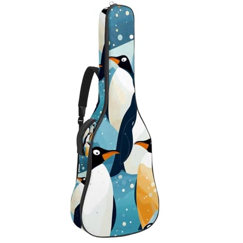 Housse de guitare acoustique 101,6 cm étanche avec poches motif pingouin mignon