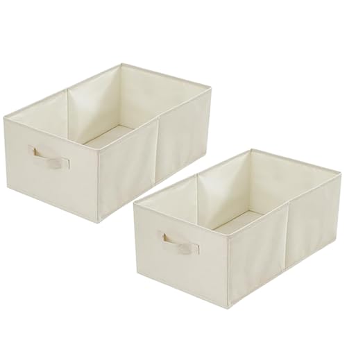 SULUNZEFGER Drawer Organizer, Clothes Wardrobe Organizers with Double Handles, Cotton Storage Cabinet, Foldable Closet Organizers for Clothing, Pants, Sweaters, Jeans, Home Storage, (2 Pack)