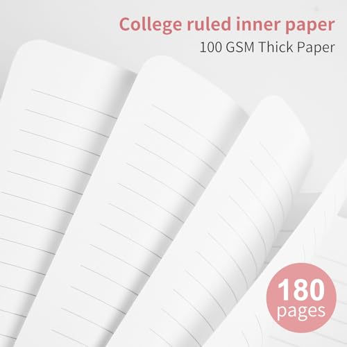 Image of Spiral Notebook - 7.24 inch x 10 inch College Ruled Journal with Inner Pockets and 180 Pages, PU Leather Cover Business Journal, Twin-Wire Binding Notebook Perfect for Office & Home School Supplies Pink