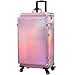 Joligrace Makeup Box Cosmetic Train Case Jewelry Organizer Lockable with Keys and Mirror 2-Tier Tray Portable Carrying with Handle Travel Storage White Star