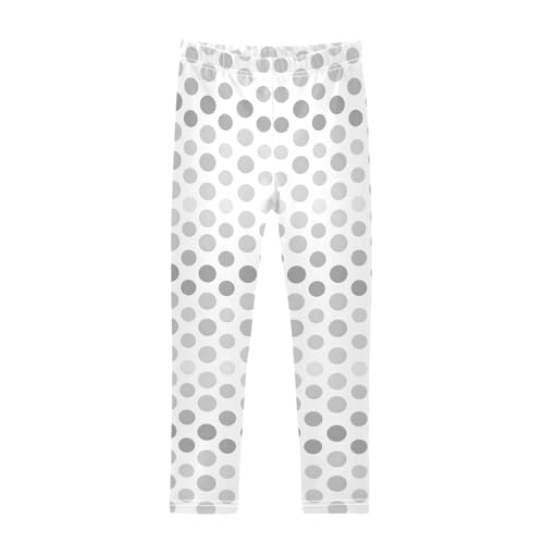 senya Girls Printed Leggings Yoga Pants White Gray Ombre Dots Pattern for Kids in 4t to 10 Years, 4T