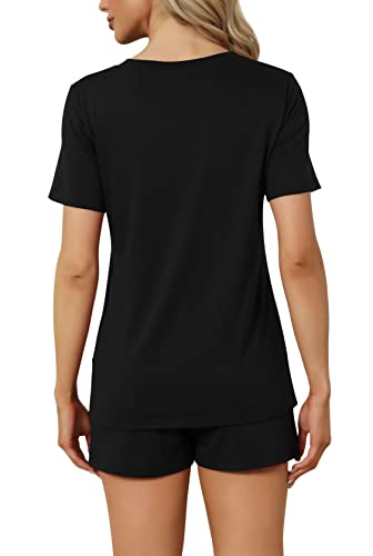 RUBZOOF Women's Short Sleeve Pajama Sets with Pockets Casual V Neck 2 Piece Lounge Sets S-3XL2