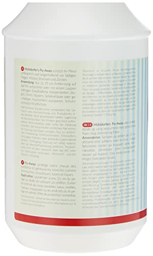 Foto von Mühldorfer Fly-Away, 1000 ml, Insektenschutz für Pferde, wirkt zuverlässig und langanhaltend, angenehmer Duft, praktische 360° Sprühflasche