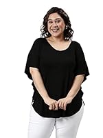 The Pink Moon Women's Regular Fit Plus Size Basic Kaftan Top - (Top_Mim10K_Blk_Black_5XL)