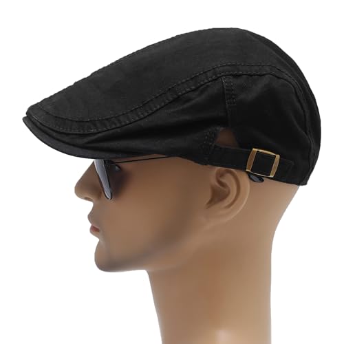 Image of ZLYC Men Cotton Flat Cap Summer Scally Ivy Gatsby Newsboy Beret Driver Cabbie Hunting Hat