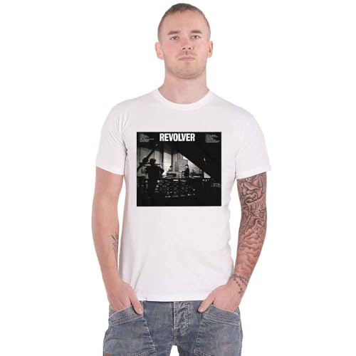 The Beatles T Shirt Revolver Studio Band Logo Nue Officiel Homme Blanc - Les Beatles, Paul McCartney, John Lennon, RIngo Starr, George Harrison The Beatles T Shirt Revolver Studio Band Logo Nue Officiel Homme Blanc