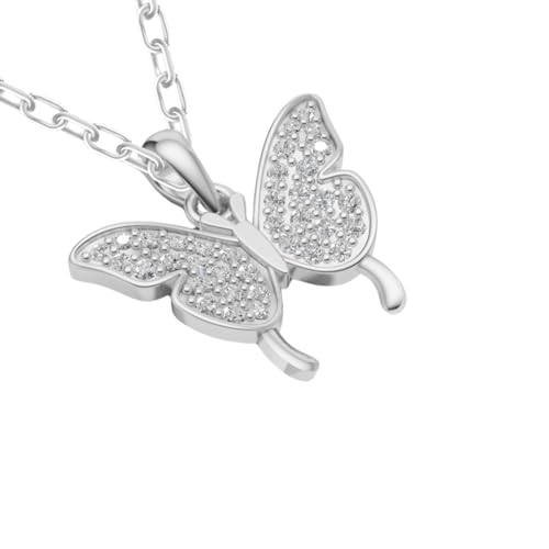 Image of Zarkan 925 Sterling Silver Butterfly Pendant with chain ring Jewellery Set | Rhodium Plated,American diamond | Gift for Women & Girls