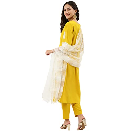 Image of NAINVISH Crepe Kurti Pant & Dupatta | Kurta Set for Women | Women Kurta Pant Dupatta Set | Kurta Pant with Dupatta Set | Printed Kurta Pant Dupatta Set
