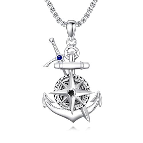 Pendentif boussole épée en argent 925 : un bijou robuste qui ne ternit pas avec le temps