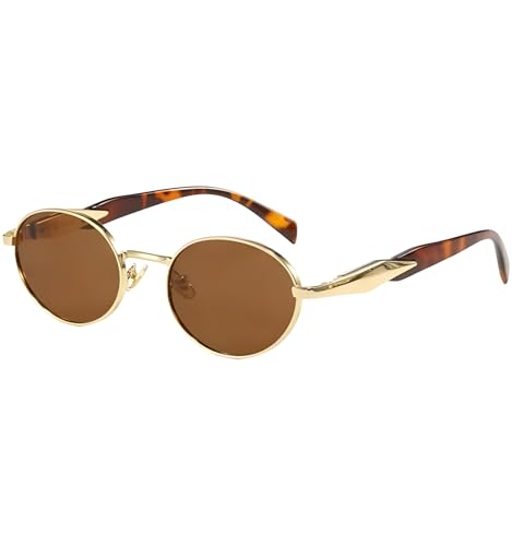 Image of POINT Retro Oval Sunglasses For Men Women Stylish - UV400 Protection Designer Goggles - Vintage Metal Sun Glasses for Woman - Trendy Branded Full Rim Shades for All Face Shapes