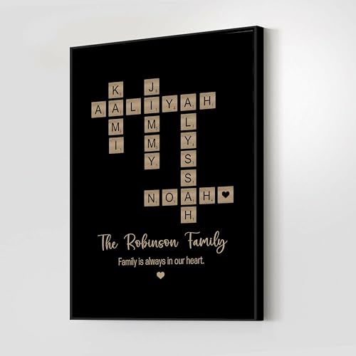 Alicebin Personalized Family Crossword Scrabble Poster Canvas With Name, Custom Family Scrabble Print, Scrabble Picture With Names, Last Name Sign, Name Crosswords Puzzle Art Family Gifts thumb #1