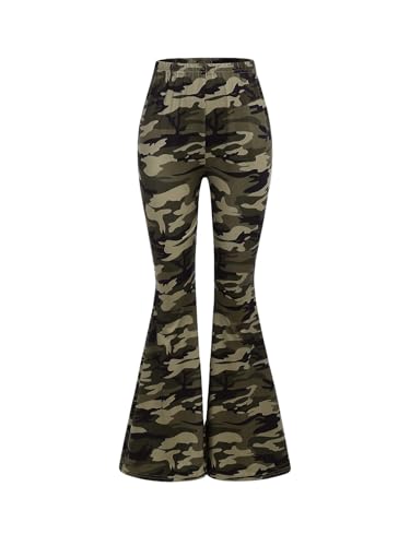 GORGLITTER Girl's Leopard Print Bell Pants Bottoms Y2k Elastic High Waist Flare Leg Cheetah Trousers