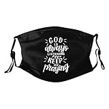 Details About Always Blessed Christian Religious Inspirational Face Mask Adjustable Breathable Balaclava with Filter Black