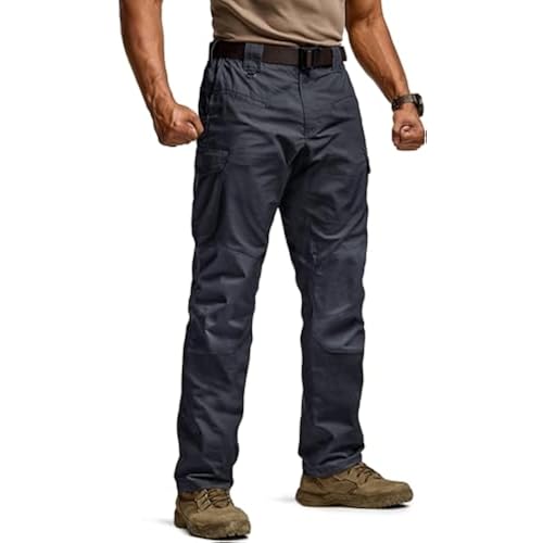 CQR Men's Flex Ripstop Tactical Pants, Water Resistant Stretch Cargo Pants, Lightweight EDC Hiking Work Pants