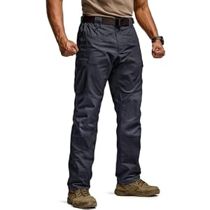 CQR Men’s Flex Ripstop Tactical Pants, Water Resistant Stretch Cargo Pants, Lightweight EDC Hiking Work Pants