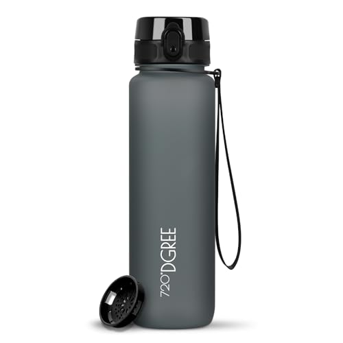 720°DGREE Trinkflasche 1l Sport “uberBottle“ softTouch +Sieb - BPA-Frei - Wasserflasche für Uni, Arbeit, Fitness, Fahrrad, Outdoor, Job - Sportflasche aus Tritan - Leicht, Stoßfest, Wiederverwendbar