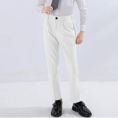 Boys Dress Pants Toddles Uniform Trouser Solid Color Straight Leg Elastic Waist Kids Back to School Clothes2
