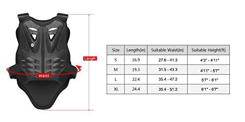 image for PELLOR Motorcycle Armor Vest Chest Back, Motocross Body Guard Vest Ski