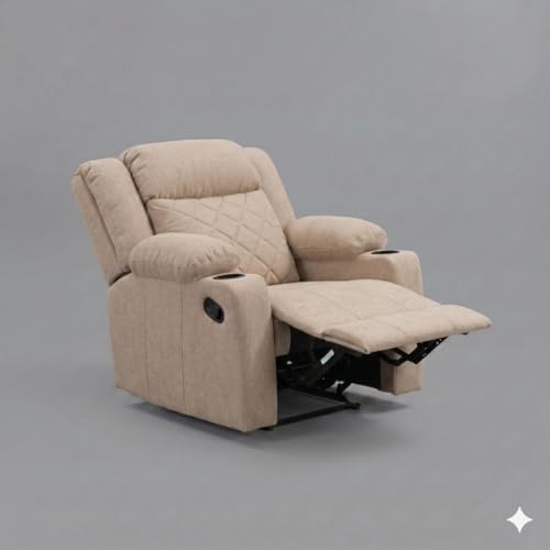 Image of Amazon Brand - Solimo Cosmo | Single Seater Sofa Recliner | Manual Recliner (Velvet Beige) | 1 Year Warranty
