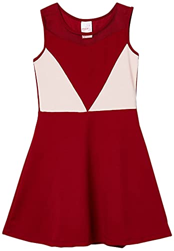 Max Girls Polyester Colourblock Sleeveless Dress Knee-Length (P21ECT12RED_RED_9-10Y)