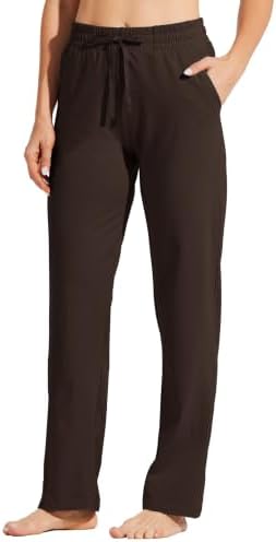 WILLIT Jogginghose Damen Baumwolle Trainingshose Lang Freizeithose Sporthose Yogahose gerades Bein Sport Lounge Sweatpants Kordelzug mit Taschen