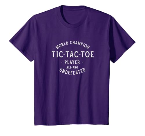 Retro World Champion Tic-Tac-Toe Player Undefeated T-Shirt, Youth, Purple, 3T