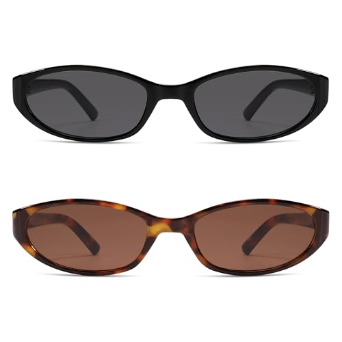 Image of Retro Oval Sunglasses Womens Mens Y2k Trendy Cateye Shades AR82299 | Narrow Round Cute Sunnies,90s 2000s Cool Skinny Frame