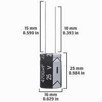 ALLECIN Kondensator 4700uF 25V Elkos Kondensatoren 4700μF 25Volt Aluminium Elektrolytkondensator 16x25MM Electrolytic Capacitors 4700 uF MFD 105°C (Packung mit 10 Stück) – Ansicht 2