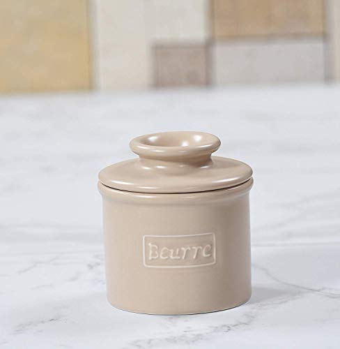 Butter Bell - The Original Butter Bell Crock by L. Tremain, French Ceramic Butter Dish, Café Matte Collection, Beige