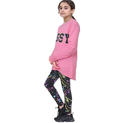 Image of A2Z 4 Kids Girls Love Crop Top T-Shirt And Splash Fashion Leggings Girls Pants Kids Outfit Sets Age 5-14 Years